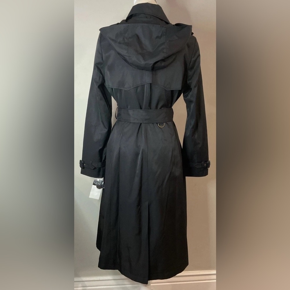 Lauren Ralph Lauren Single Breasted Trench Coat Hooded Belted Black Sz S NWT - Picture 8 of 12